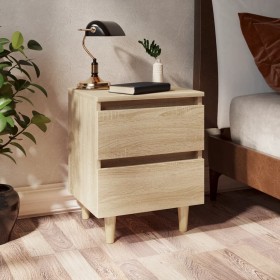 Bedside table solid Sonoma oak wood legs 40x35x50 cm by vidaXL, Nightstands - Ref: Foro24-805857, Price: 51,35 €, Discount: %