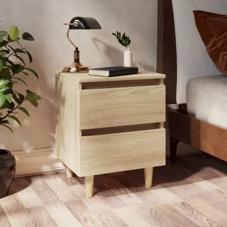 Mesita de noche patas madera maciza roble Sonoma 40x35x50 cm de vidaXL, Mesitas de noche - Ref: Foro24-805857, Precio: 50,51 ...