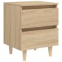 Mesita de noche patas madera maciza roble Sonoma 40x35x50 cm de vidaXL, Mesitas de noche - Ref: Foro24-805857, Precio: 51,28 ...