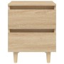 Mesita de noche patas madera maciza roble Sonoma 40x35x50 cm de vidaXL, Mesitas de noche - Ref: Foro24-805857, Precio: 51,28 ...