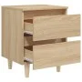 Mesita de noche patas madera maciza roble Sonoma 40x35x50 cm de vidaXL, Mesitas de noche - Ref: Foro24-805857, Precio: 50,51 ...