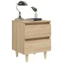 Mesita de noche patas madera maciza roble Sonoma 40x35x50 cm de vidaXL, Mesitas de noche - Ref: Foro24-805857, Precio: 50,51 ...