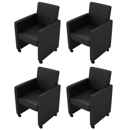 Esszimmerstühle 4 Einheiten aus schwarzem Kunstleder von vidaXL, Essstühle - Ref: Foro24-160183, Preis: 564,68 €, Rabatt: %