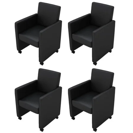 Sillas de comedor 4 unidades cuero sintético negro de vidaXL, Sillas de comedor - Ref: Foro24-160183, Precio: 592,14 €, Descu...