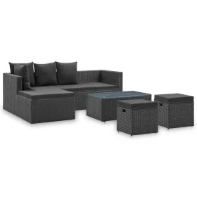 4-piece garden furniture set with black synthetic rattan cushions by vidaXL, Garden sets - Ref: Foro24-46105, Price: 491,18 €...