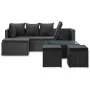 Set de muebles de jardín 4 pzas y cojines ratán sintético negro de vidaXL, Conjuntos de jardín - Ref: Foro24-46105, Precio: 4...