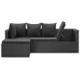 Set de muebles de jardín 4 pzas y cojines ratán sintético negro de vidaXL, Conjuntos de jardín - Ref: Foro24-46105, Precio: 4...