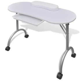 Folding manicure table with wheels white by vidaXL, Manicure tool sets - Ref: Foro24-110124, Price: 89,56 €, Discount: %