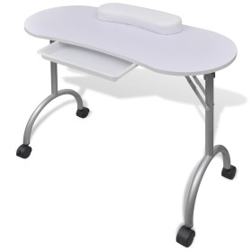 Mesa de manicura plegable con ruedas blanco de vidaXL, Juegos de útiles para manicura - Ref: Foro24-110124, Precio: 87,62 €, ...