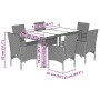 Set comedor jardín 5 pzas cojines ratán sintético vidrio negro