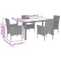 Set comedor jardín 7 pzas cojines ratán sintético vidrio negro