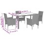 Set comedor jardín 5 pzas cojines ratán sintético vidrio marrón