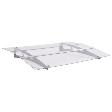 Türvordach aus silbernem und transparentem Polycarbonat, 120 x 90 cm von vidaXL, Markisen - Ref: Foro24-144828, Preis: 90,83 ...