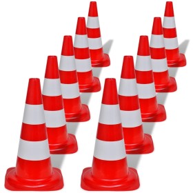 Reflektierende Leitkegel 10 Stück rot und weiß 50 cm von vidaXL, Straßen- und Verkehrszeichen - Ref: Foro24-141818, Preis: 10...