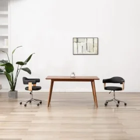Drehbarer Esszimmerstuhl aus gebogenem Holz, schwarzem Kunstleder von vidaXL, Essstühle - Ref: Foro24-287418, Preis: 128,25 €...
