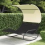 Tumbona mecedora doble con toldo negro y crema de vidaXL, Tumbonas - Ref: Foro24-317587, Precio: 199,88 €, Descuento: %