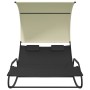 Tumbona mecedora doble con toldo negro y crema de vidaXL, Tumbonas - Ref: Foro24-317587, Precio: 199,88 €, Descuento: %