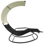 Tumbona mecedora doble con toldo negro y crema de vidaXL, Tumbonas - Ref: Foro24-317587, Precio: 199,88 €, Descuento: %