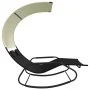 Tumbona mecedora doble con toldo negro y crema de vidaXL, Tumbonas - Ref: Foro24-317587, Precio: 214,34 €, Descuento: %