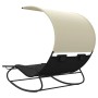 Tumbona mecedora doble con toldo negro y crema de vidaXL, Tumbonas - Ref: Foro24-317587, Precio: 199,88 €, Descuento: %