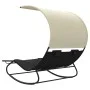 Tumbona mecedora doble con toldo negro y crema de vidaXL, Tumbonas - Ref: Foro24-317587, Precio: 214,34 €, Descuento: %