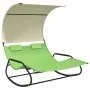 Tumbona mecedora doble con toldo verde y crema de vidaXL, Tumbonas - Ref: Foro24-317590, Precio: 213,71 €, Descuento: %