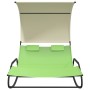 Double rocking lounger with green and cream canopy by vidaXL, Loungers - Ref: Foro24-317590, Price: 216,48 €, Discount: %