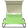 Tumbona mecedora doble con toldo verde y crema de vidaXL, Tumbonas - Ref: Foro24-317590, Precio: 213,71 €, Descuento: %