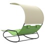 Double rocking lounger with green and cream canopy by vidaXL, Loungers - Ref: Foro24-317590, Price: 216,48 €, Discount: %
