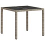 Set comedor jardín 5 pzas y cojines ratán PE vidrio gris claro