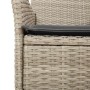 Set de comedor jardín 7 piezas y cojines ratán PE y vidrio gris