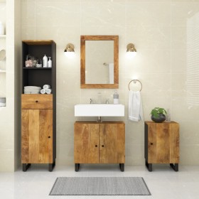 Conjunto de muebles de baño 4 piezas madera maciza de mango