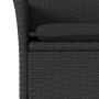 Set comedor jardín 3 pzas cojines ratán sintético vidrio negro
