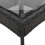 Set comedor jardín 3 pzas cojines ratán sintético vidrio negro