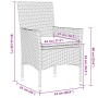 Set comedor jardín 3 pzas cojines ratán sintético vidrio negro