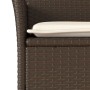 Set comedor jardín 3 pzas cojines ratán sintético vidrio marrón