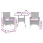 Set comedor jardín 3 pzas cojines ratán sintético vidrio marrón