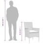Set comedor jardín 3 pzas cojines ratán sintético vidrio marrón