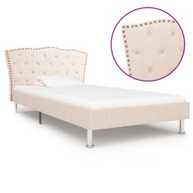 Estructura de cama de tela beige  90x200 cm