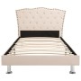 Estructura de cama de tela beige  90x200 cm