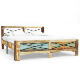 Recycled solid wood bed frame 140x200 cm by vidaXL, Beds and slatted bases - Ref: Foro24-247666, Price: 322,90 €, Discount: %