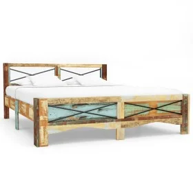 Recycled solid wood bed frame 140x200 cm by vidaXL, Beds and slatted bases - Ref: Foro24-247666, Price: 317,38 €, Discount: %