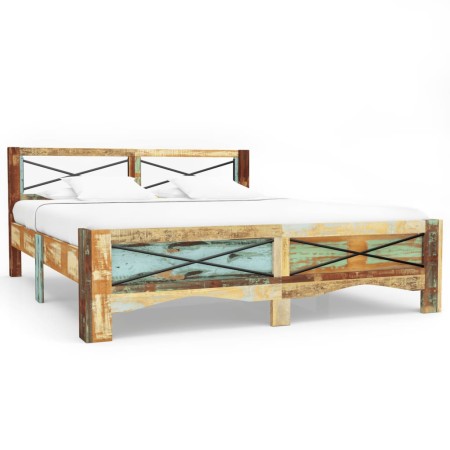 Bettgestell aus recyceltem Massivholz, 140 x 200 cm von vidaXL, Betten und Lattenroste - Ref: Foro24-247666, Preis: 322,90 €,...