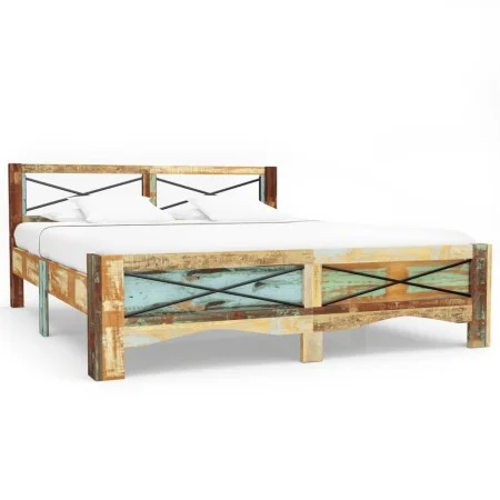Recycled solid wood bed frame 140x200 cm by vidaXL, Beds and slatted bases - Ref: Foro24-247666, Price: 317,38 €, Discount: %