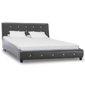 Estructura de cama cuero sintético gris 120x200 cm