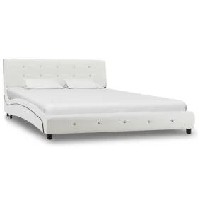 White 140x200 cm synthetic leather bed frame by vidaXL, Beds and slatted bases - Ref: Foro24-280314, Price: 216,66 €, Discoun...