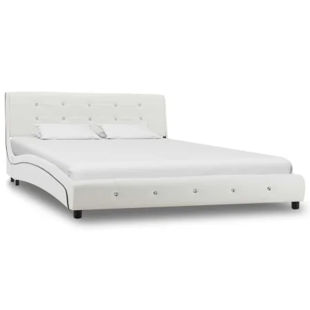 Estructura de cama de cuero sintético blanco 140x200 cm de vidaXL, Camas y somieres - Ref: Foro24-280314, Precio: 216,76 €, D...