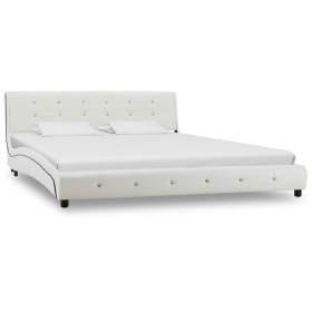 Bettgestell aus weißem Kunstleder, 160 x 200 cm von vidaXL, Betten und Lattenroste - Ref: Foro24-280315, Preis: 246,57 €, Rab...