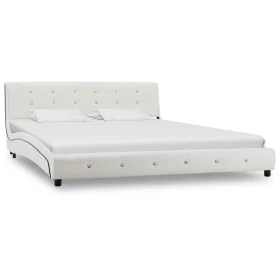 White synthetic leather bed frame 160x200 cm by vidaXL, Beds and slatted bases - Ref: Foro24-280315, Price: 243,21 €, Discoun...