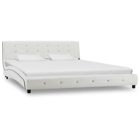 Estructura de cama de cuero sintético blanco 160x200 cm de vidaXL, Camas y somieres - Ref: Foro24-280315, Precio: 242,73 €, D...